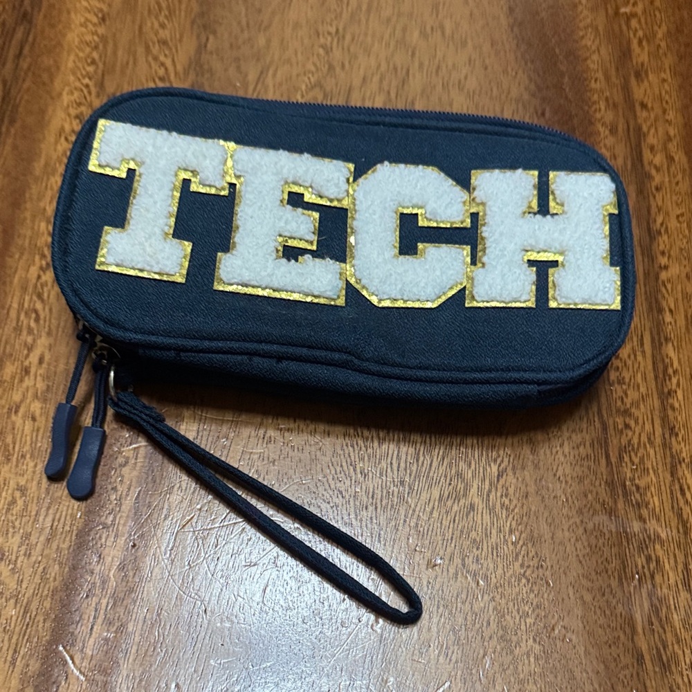 NWOT Navy with white and gold 3D patch letters- Tech Accessory Pouch